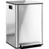 HOMCOM Pattumiera Differenziata 2 Scomparti 20L da Cucina a Pedale, Cestino Spazzatura con Coperchio a Chiusura Silenziosa in Acciaio Inox e PP, 41.8x36.7x58 cm, Argento