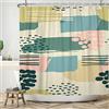 Bovlleetd 152x183cm Pianta Bohémien Tenda da Doccia Verde Rosa Giallo Acquerello Tende da Doccia Arte Astratta Moderna Tenda da Bagno Impermeabile Tenda da Vasca da Bagno con Gancio
