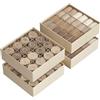 SONGMICS Set di 4 Organizzatori per Cassetto, 80 Scomparti (2x16+2x24), Scatole per Calze Pieghevoli, per Armadio, 30 x 30 x 10 cm, per Calzini, Biancheria Intima, Cravatte, Beige Sabbia RUS011K01
