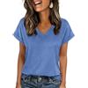 Zeagoo T Shirt Donna Scollo a V Estive Maglietta Manica Corta Casual Basic Top Sciolto Rosa Arancio 2XL