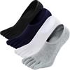 ZAKASA Calzini Fantasmini Dita Uomo: Cotone Calze Invisibili con Cinque Dita Separate Calze Sportive Antiscivolo con le Dita Separate Calzino Corti Infradito a 5 Dita Taglia 39-44 Nero-4 paia