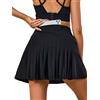 Kefiyis Gonna da tennis con pantaloncini a pieghe da donna a vita alta da golf gonna atletica con tasche, Nero , S