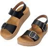 JOMIX Sandali da Donna con Zeppa in Sughero, Doppia Fibbia e Fascia Posteriore, Scarpe Estivi Comodi per la Spiaggia e il Tempo Libero WWS260452 (Nero, 41)