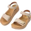 JOMIX Sandali Donna con Zeppa in Sughero, Chiusura a Strappo e Fascia Posteriore, Scarpe Estivi Comodi per la Spiaggia e il Tempo Libero WWS260453 (Beige, 36)