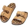 JOMIX Sandali da Donna con Doppia Fibbia, Suola in Sughero e Motivo Leopardato, Ciabatte Estivi Comodi per la Spiaggia e il Tempo Libero WCX260157-0 (Camel, 37)