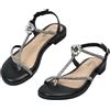 JOMIX Sandali Donna Piatti con Strass e Fiore, Fibbia Regolabile, Tacco Basso Quadrato, Sandali Eleganti Estivi, Comodi per Quotidiano e Vacanze WFF260244 (Oro, 38)