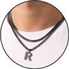 Esmoly Uomo Collana Argento Oro Nero Cubana con Lettere A-Z 18+20 Inches 316L Acciaio Inossidabile Catena Serpente Doppia Regalo