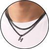 Esmoly Collana Uomo Argento Oro Nero Collana Cubana Uomo con Lettere A-Z 18+20 Inches 316L Acciaio Inossidabile Catena Serpente Cubana Catena Doppia Catena Regalo Uomo (Nero H)