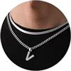 Esmoly Collana Uomo Argento Oro Nero Con Lettere A-Z 18+20 Inches - 316L Acciaio Inossidabile Catena Serpente Cubana Doppia - Regalo (Argento V)