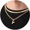 Esmoly Collana Uomo Argento Oro Nero Collana Cubana Uomo con Lettere A-Z 18+20 Inches 316L Acciaio Inossidabile Catena Serpente Cubana Catena Doppia Catena Regalo Uomo (Oro Y)
