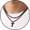 Esmoly Collana Uomo Argento Oro Nero Collana Cubana Uomo con Lettere A-Z 18+20 Inches 316L Acciaio Inossidabile Catena Serpente Cubana Catena Doppia Catena Regalo Uomo (Nero T)