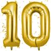 OFFCUP Helium Balloons, 40 Inches Number Balloons 10, Foil Birthday Balloon for Birthday Wedding Party Decorations Celebration Supplies (Gold)