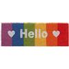 Relaxdays Zerbino in Fibra di Cocco, Tappetino Ingresso, Scritta Hello, Arcobaleno, in & Outdoor, 75x25cm, Multicolore