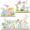 yisight Decorazione Legno Coniglio, Wangtusry 3 Pezzi Decorazioni Pasquali, Coniglietti Pasquali Decorativi, Coniglio Pasquale Legno, per Decorazione Pasquale Giardino (Happy Easter - 3)