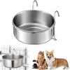 Puasok Ciotola per Cani da Appendere in Acciaio Inox, Ciotola per Gabbia Stabile e Antiribaltamento, Rimovibile e Facile da Pulire, per Acqua e Cibo, Adatta a Cani, Gatti e Piccoli Animali