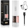 ZQIN Set elettrico 2 in 1 per sale e pepe, macinapepe automatico, illuminazione a LED, macinino regolabile, grande capacità ideale per cucina e barbecue (bianco)