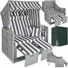tectake® Poltrona Sdraio da Spiaggia e Giardino, Modello Strandkorb XXL del Mar Baltico, Robusto Involucro Protettivo, Morbidi Cuscini, Poltrona da Spiaggia Regolabile in Vimini - grigio/bianco