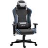 Vinsetto Sedia da Gaming Ergonomica con Braccioli, Poggiatesta e Altezza Regolabile, Poltrona Gaming Ufficio Reclinabile in Tessuto Effetto Lino con Funzione Dondolo, Supporto Lombare, Blu