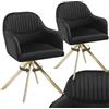 tectake® Set di 2 Sedie Girevoli in Velluto, Sedie Sala da Pranzo con Imbottitura, Sedie Moderne con Braccioli e Gambe in Acciaio, Ideali per Sala da Pranzo, Ufficio o Salotto- Nero/Oro