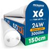 Eurocali 6 Tubi LED 24W 150cm T8 G13 SMD con Starter 3000 Lumen Garanzia 3 Anni - Luce Calda 3000K - Alta Luminosità 125 lm/W - Materiale Nano Plastic Sostituzione Neon per Soffitto Garage Negozio