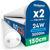 Eurocali 2 Tubi LED 24W 150cm T8 G13 SMD con Starter 3000 Lumen Garanzia 3 Anni - Luce Fredda 6500K - Alta Luminosità 125 lm/W - Materiale Nano Plastic Sostituzione Neon per Soffitto Garage Negozio