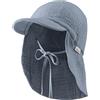 Sterntaler Berretto con Visiera con Protezione per Il Collo, Mussola con Laccetto, Grigio/Blu, 49 Unisex-Adulto