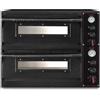 Ristoattrezzature Modello: 124330012475008,Forno elettrico pizzeria per pizza meccanico nero 2 camere interne da 72x108x14h cm 6+6 pizze - SR