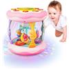 Trongle Giocattolo Musicale Rotante per Bambini 0-3 Anni con 28 Canzoni e 7 Luci LED, Montessori Interattivo Educativo, Regalo Neonato 6-12-18 Mesi per Bambina e Bambino, Idea Compleanno o Natale
