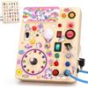 Konijiwa Unicorngioco Montessori 1 anno per Bambini Busy Board Giochi Legno con 10 Interruttori e 23 Luci LED Sensore Adatto 1-4 anni