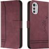 Bravoday Cover per Moto E32 / Moto E32S, Flip Custodia in Pelle PU Portafoglio Custodia per Moto E32 / Moto E32S, con Slot per Schede, Vino Rosso