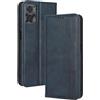 Topme Cover per Motorola moto e22 / moto e22i (6.5 Inches) Custodia Case, Custodia per Telefono in Pelle Elegante Slot per Schede Testurizzato.Blu