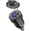 Qidoe Presa DIN a USB C Caricabatterie per Moto: Qidoe Metallo Dual Porte QC3.0 e PD3.0 Adattatore Din Hella a USB con Voltmetro Interruttore per 12-24 V Motocicli Europei Ducati/Triumph/BMW