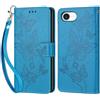 KENHONER Compatibile Cover con iPhone 17e,Premium Pelle PU Portafoglio Flip Libro Custodia Cover per iPhone 16e [Protezione Completa] - Blu Farfalla
