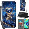 PHINIENLAND Cover per Xiaomi Redmi Note 9 Pro / 9 Pro Max Case PU Pelle Custodia [Kickstand] [Chiusura magnetica] [Slot per Schede], Portafoglio Flip Custodia per Redmi Note 9S,Rose blu