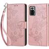 KENHONER Compatibile Cover con Xiaomi Redmi Note 10 Pro/Note 10 Pro Max,Premium Pelle PU Portafoglio Flip Libro Custodia Cover per Redmi Note 10 Pro [Protezione Completa] (Oro rosa Farfalla)