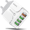 Generic Caricatore USB da Muro Multiplo Carica Rapida, Quick Charger 3.0. Caricatore USB da Muro 4 Porte 3.1 Alimentatore Presa USB per Samsung Galaxy S21/S20/Note,Xiaomi,Huawei (White)