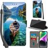Haninsuze Cover per iPhone 15, barca | Pelle PU Portafoglio, Porta Carte, Magnetica, Libro, Antiurto Custodia