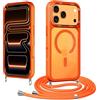 Pnakqil Cover per iPhone 18 Pro Max/iPhone 17 Pro Max con Cordino, Arancio | Compatibile con MagSafe, Custodia Hard PC Sottile Silicone TPU Bumper Antiurto Protettiva con Corda Collana Laccio Tracolla