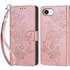 KENHONER Compatibile Cover con iPhone 17e,Premium Pelle PU Portafoglio Flip Libro Custodia Cover per iPhone 16e [Protezione Completa] - Oro rosa Farfalla