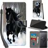 PHINIENLAND Cover per Samsung Galaxy S9 custodia portafoglio Cavallo nero | 3 scomparti carte, 1 tasca banconote, Chiusura magnetica, Supporto, Pelle PU flip cover per Samsung S9