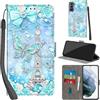 Haninsuze Cover per Samsung Galaxy S22 Custodia Cover Pelle Libro Portafoglio con Porta Carte Magnetica Protezione Antiurto Cuoio Flip Case Custodia Cover per Samsung S22, Torre
