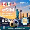 EIOTCLUB eSIM da viaggio (USA+Canada+Messico, 5 GB, 30 giorni)