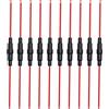 Aiqeer 10 Pezzi 6 X 30 mm 32V 20A In-Linea Vetro Tubo Portafusibili, AGC Portafusibili in Vetro Auto con 16 AWG Cavo (Nero)
