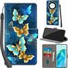 Haninsuze Cover per Honor Magic 5 Lite 5G Custodia Cover Pelle Libro Portafoglio con Porta Carte Magnetica Protezione Antiurto Cuoio Flip Case Custodia Cover per Honor Magic5 Lite, farfalla dorata