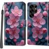 Haninsuze Cover per Samsung Galaxy S25 Ultra, Portafoglio PU Pelle, Fiore di pesco | Interno TPU Antiurto, Anti-Graffio, Fessura per Schede, Supporto Stand, Design Libro, Flip