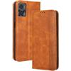 Topme Cover per Motorola moto e22 / moto e22i (6.5 Inches) Custodia Case, Custodia per Telefono in Pelle Elegante Slot per Schede Testurizzato.Marrone