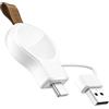 NEWDERY Cavo di Ricarica Portatile Per Apple Watch, Caricabatterie Veloce Wireless iwatch, USB C & USB A Caricatore Magnetico da Viaggio iwatch per Apple Watch Ultra2/1, 9 8 7 6 5 4 3 2 1 Se, Bianco