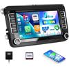 CAMECHO 6+128G 7 Pollici Autoradio per Golf 5 6 VW Polo Touran Tiguan Passat B6 B7 Seat Skoda, Android 13 Wireless Carplay Android Auto Bluetooth Radio con WIFI GPS FM/RDS +Canbus HD IPS Touchscreen
