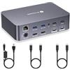 v AV Access AV Access Docking Station KVM switch 2 monitor 2 laptop, 4K KVM doppio schermo, 2 porte USB-C MST, 60 W PD per ogni PC, 1G Ethernet, emulazione EDID, 2K@144Hz, 1080P a 240Hz, ideale per