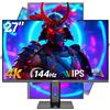 Gawfolk Gaming Monitor 27 Pollici 4k IPS, Schermo Pc 144hz Uhd 3840 X 2160p, Monitor Per Computer Per Casa E Ufficio, Hdmi, Displayport, Supporta Vesa 75 X 75 Mm